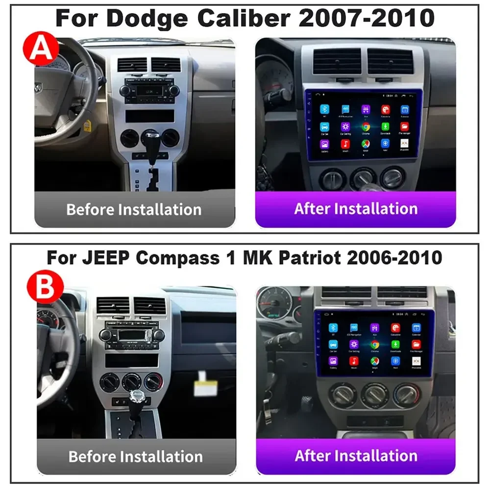 Android 13 For Dodge Caliber Jeep Compass 1 MK Patriot 2006 - 2010 Car Radio Multimedia Blu-ray QLED Navigation GPS No 2 Din DVD