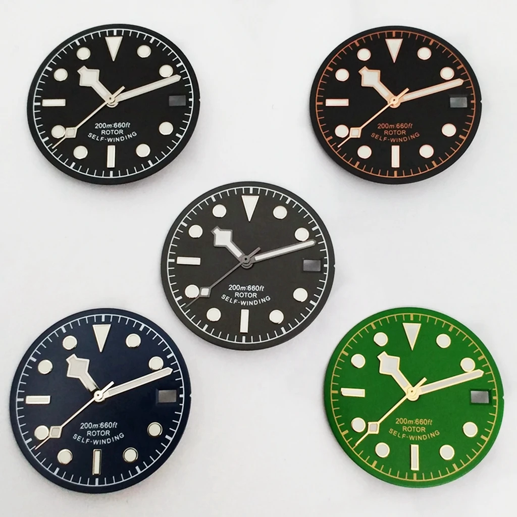 28.5mm Green Luminous Watch Dial Watch Hands With Date Window For NH35 NH35A Movement Accessory Parts