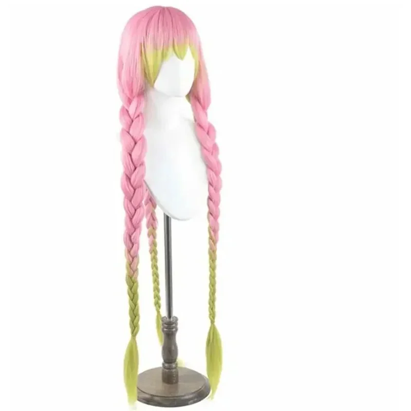 FC6Anime Demon Slayer Kanroji Mitsuri Kimetsu No Yaiba Parrucca Cosplay da donna Verde Rosa Capelli colorati Trecce Parrucche per capelli @ FC8!