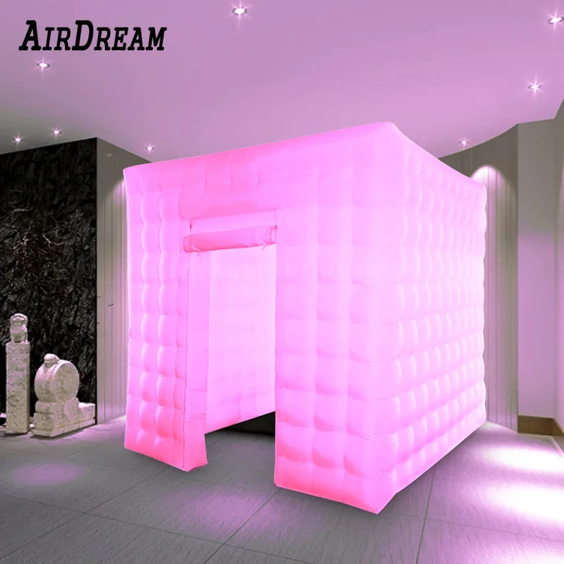 Cabine fotográfica inflável de alta qualidade, atacado, cabine portátil selfie com led completo em torno do cubo, cabine fotográfica para publicidade