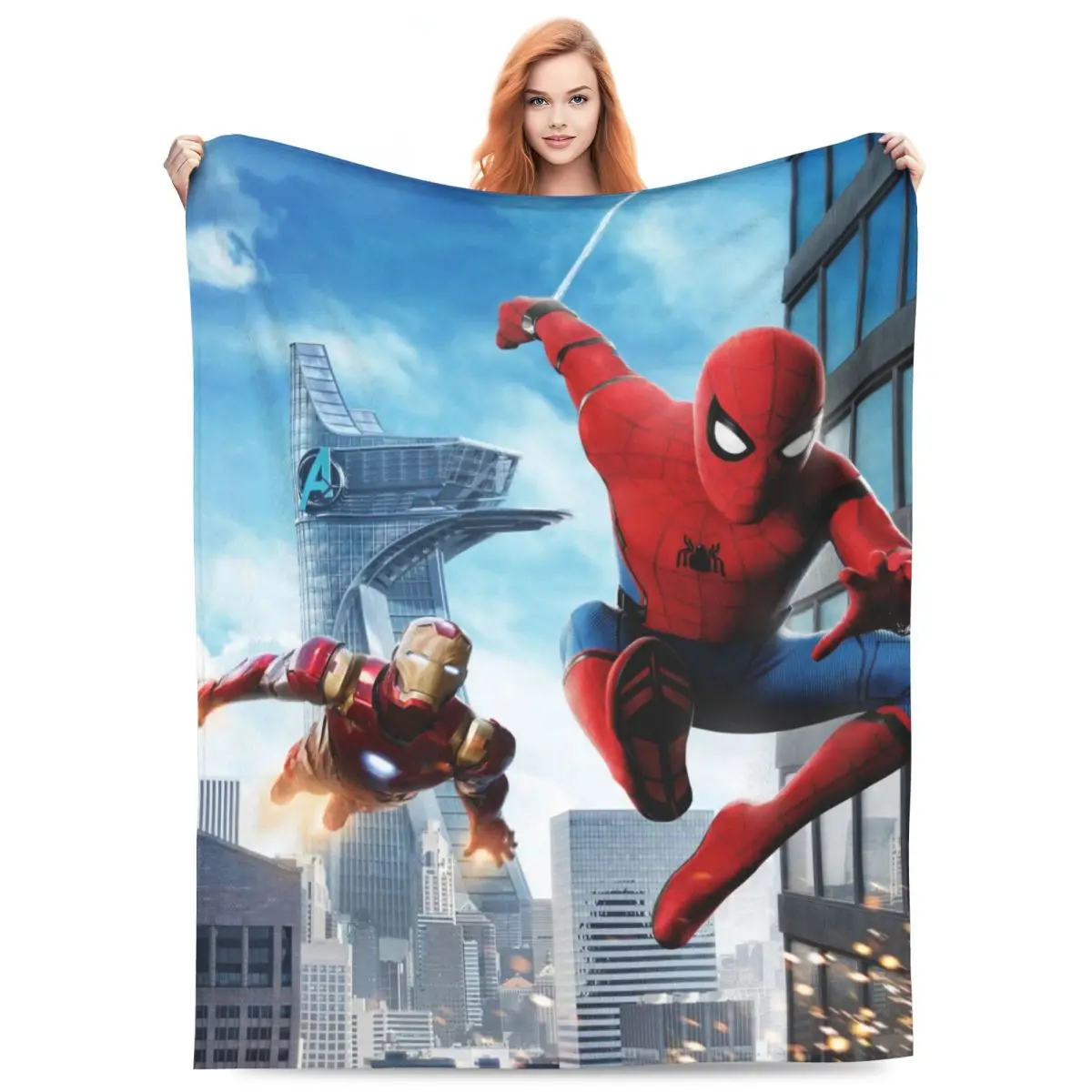 Soft Blanket Picnic Iron Man Spiderman Homecoming Bedding Throws Flannel Bedspread For Couch Chair Comfortable Sofa Bed Cover