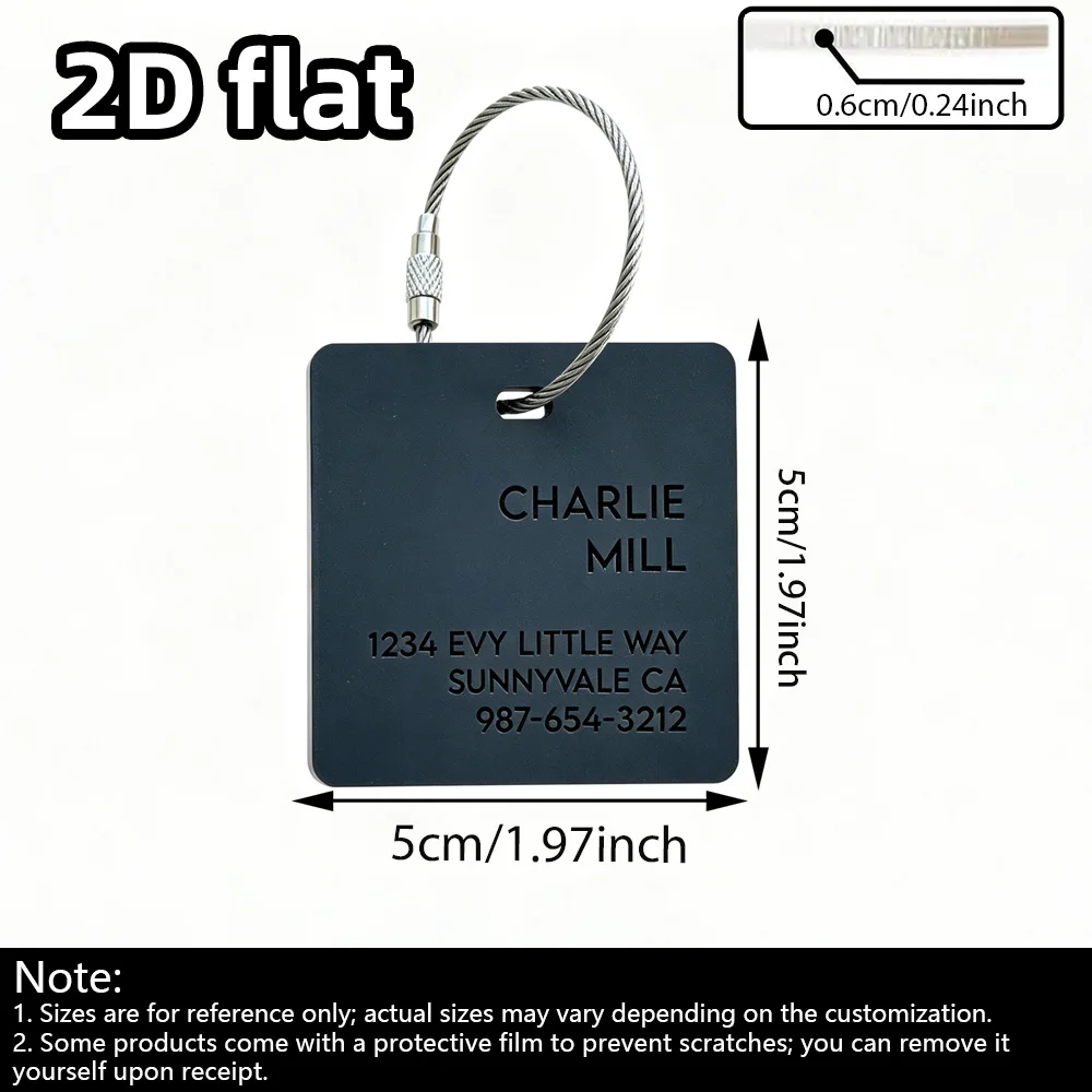 Custom Personalized Acrylic Travel Luggage Tags with Adjustable Webbing Strap for Suitcases, Bags, Backpacks and Luggages