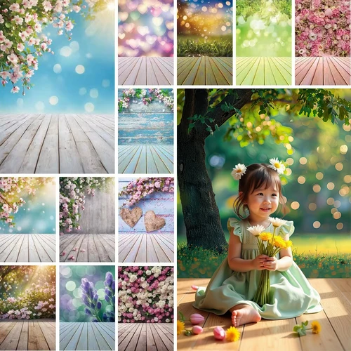 MOON.QG Fondos de estudio fotográfico de bosque de jardín para fotografía telón de fondo de primavera flores pared de madera producto de cumpleaños zona fotográfica