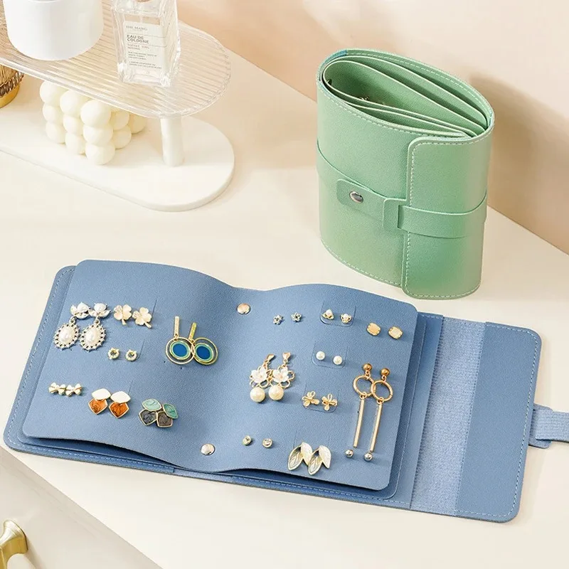 Book-Shaped PU Leather Earring Organizer - Large Capacity Felt Lined Jewelry Storage Bag for Studs & Drop Earrings