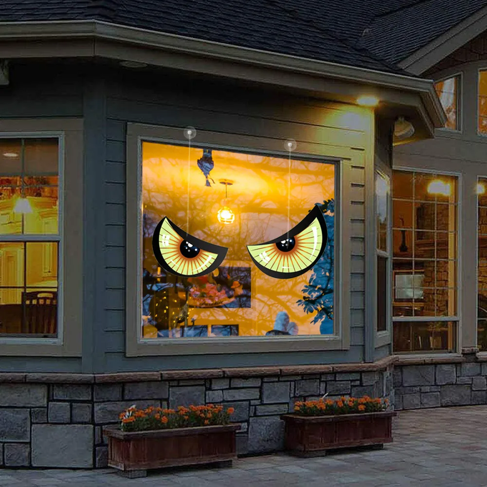 Fluorescent Halloween Ornament Double-Sided Fluorescent Eyes Halloween Trickery Night Bloodshot Patterns Giant Eyes