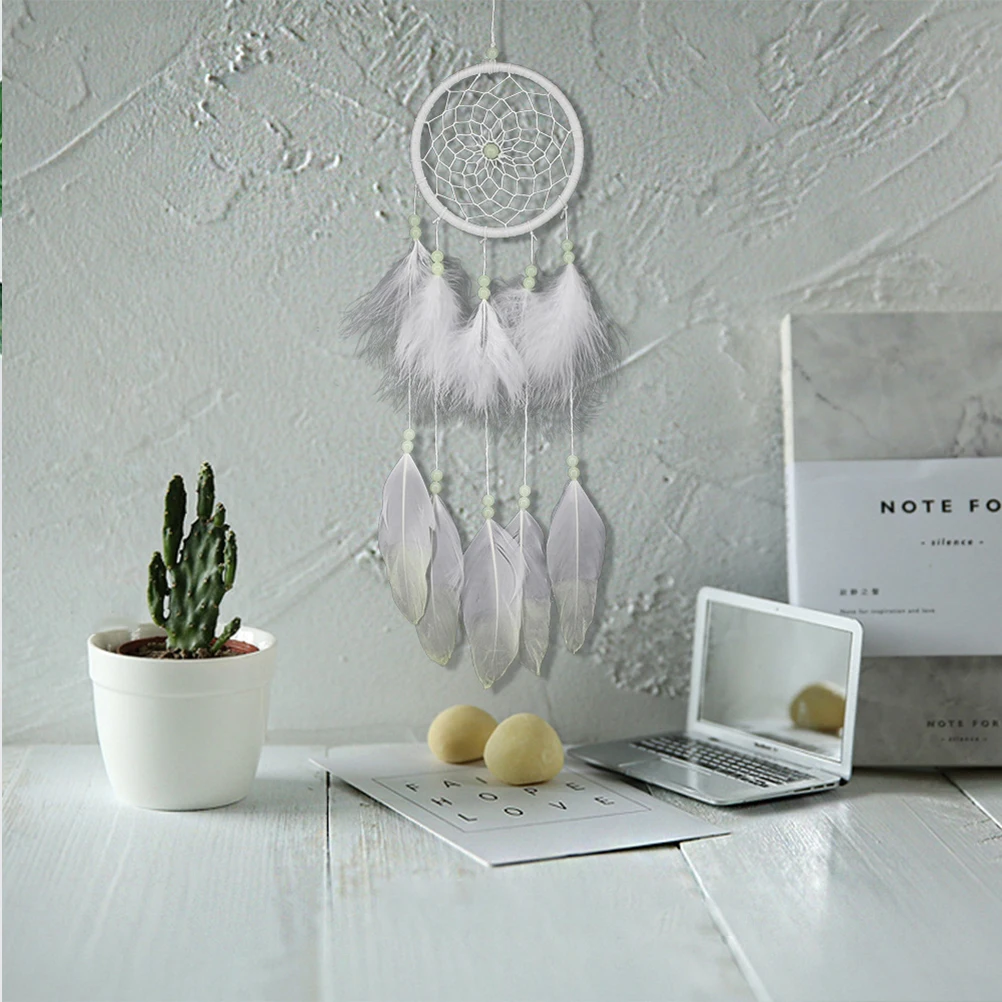 

Handmade Dreamcatcher Wall Hanging Pendant Boho Macrame Ornament Light Bead Decor Diy Home Party Bedroom Feng Wind Chime