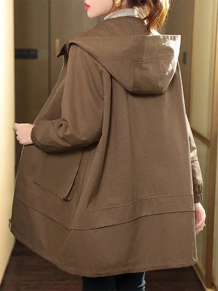 

Весна 2026: Новая модная женская демисезонная куртка средней длины с капюшоном, повседневная верхняя одежда для мам, прочная молния