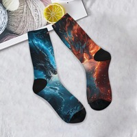 Epic Ice and Fire Dragon Print Men's Socks Comfortable Breathable Non-slip Socks Novelty Harajuku Street Hip-Hop Crew Socks