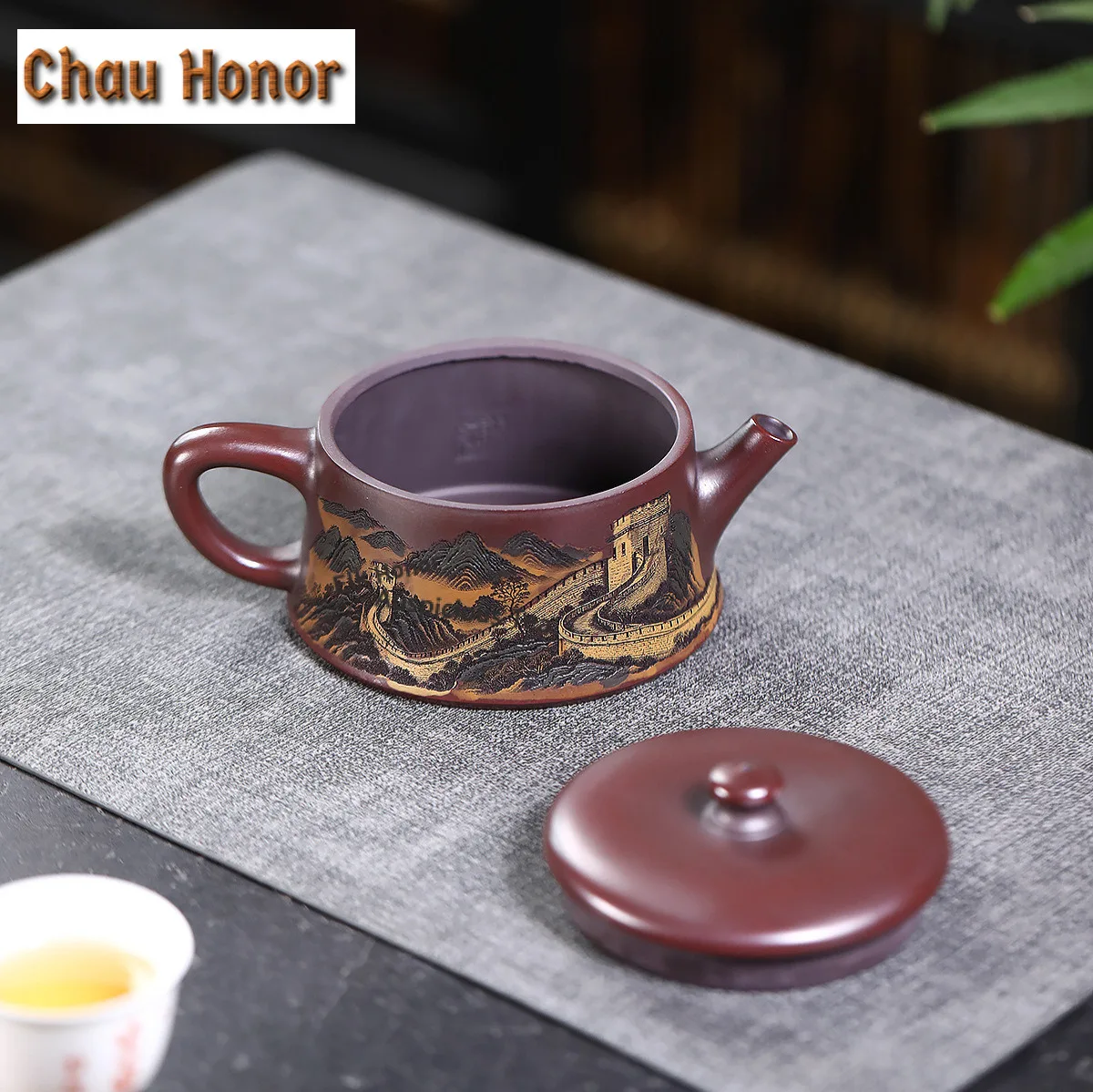 190ml Boutique Yixing Purple Clay Teapots Handmade The Great Wall Pot Raw Ore Mud Kettle With Filter Chinese Zisha Tea Set Gift