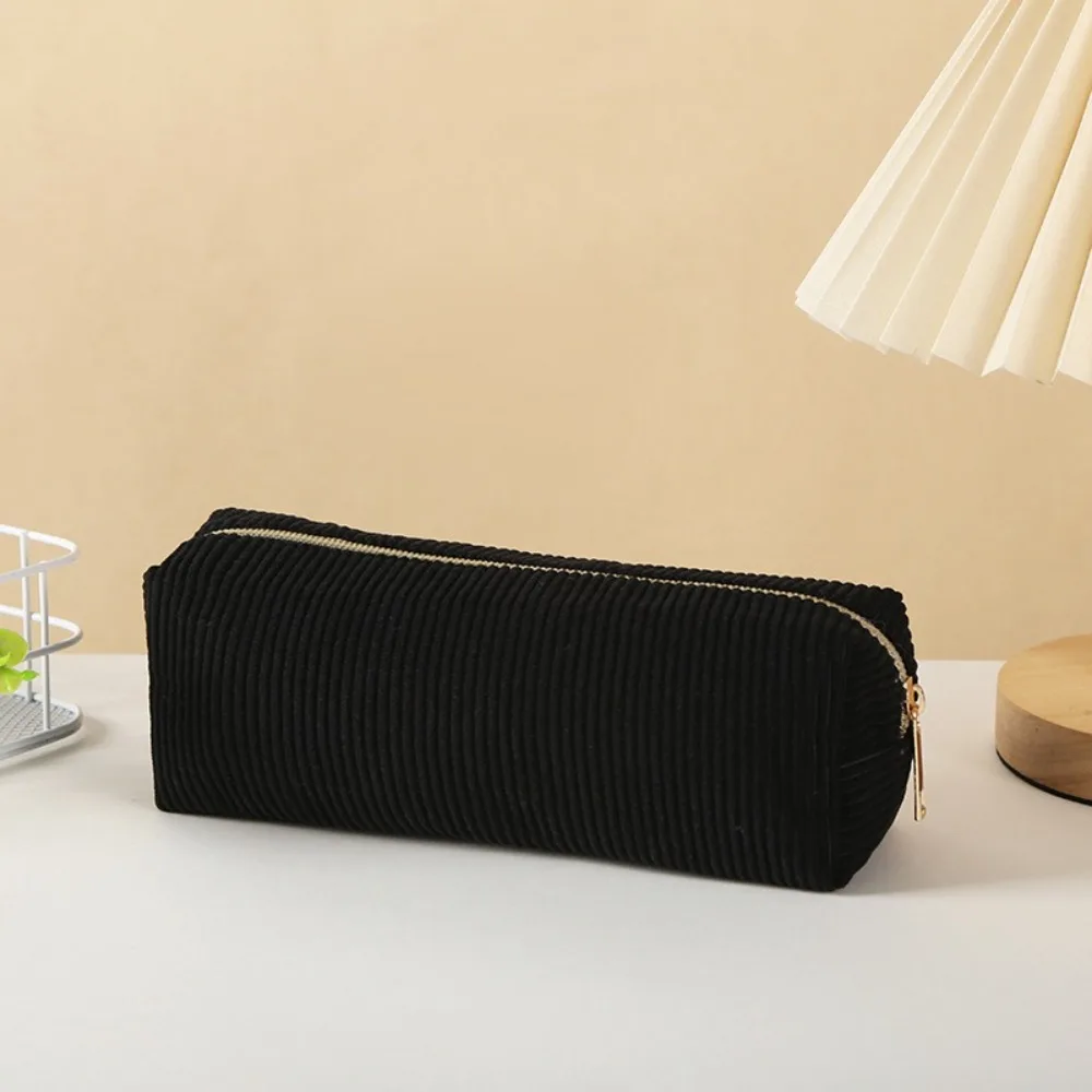 

Модная однотонная вельветовая сумка для канцелярских принадлежностей, большой вместительный пенал, портативная косметичка, косметичка, органайзер для туалетных принадлежностей