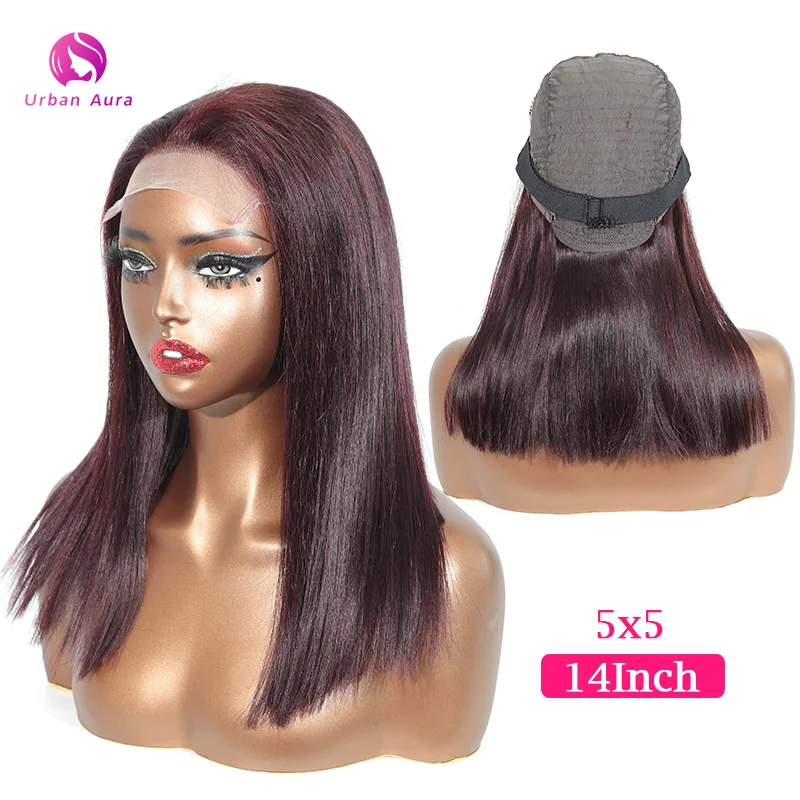 

15A Raw Vietnamese Super Double Drawn bone straight Wig 2x6 5x5 Glueless Front Wigs Burgundy 100% Human Hair Wig 300 250%Density