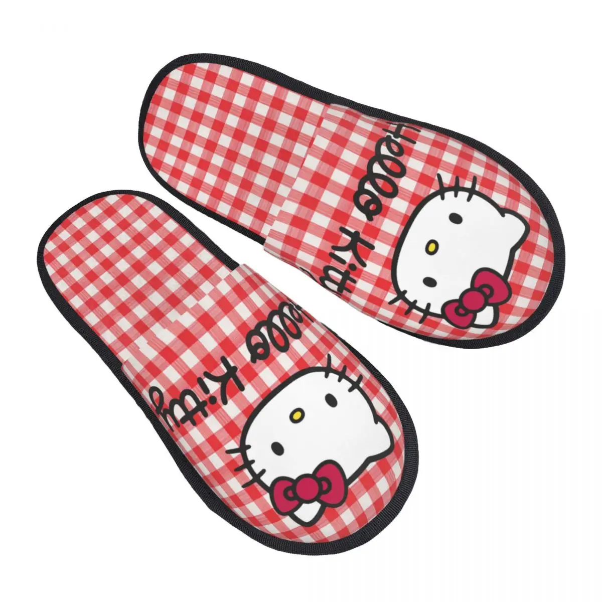 Custom Funny Hello Kitty Cat House Slippers Women Cozy Memory Foam Slip On Spa Slipper Shoes