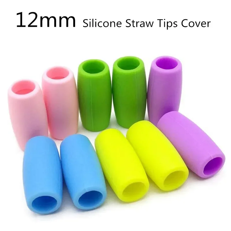 12mm Silicone Straw Tips Cover Metal Stainless Steel Straw Nozzle Suitable For 1/2 inch Wide Reusable Straw Cover Bar Accessory