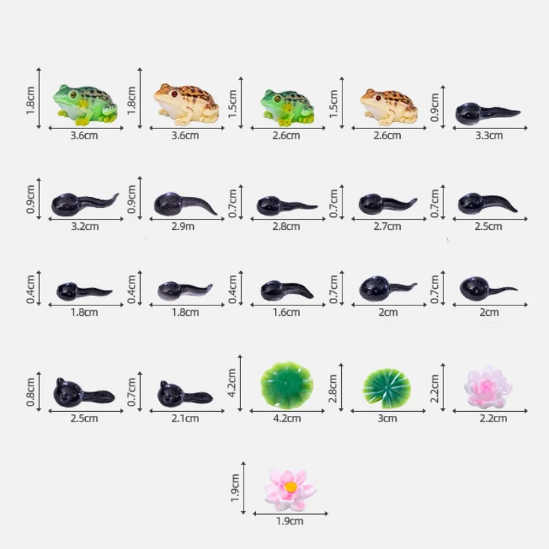 Grappige Mini Kikker Kikkervisje Lotusbloem Bladeren Hars Handwerk Miniatuur Figuur Ornament Voor Sprookjesachtige Tuin Micro Landschapsdecoratie