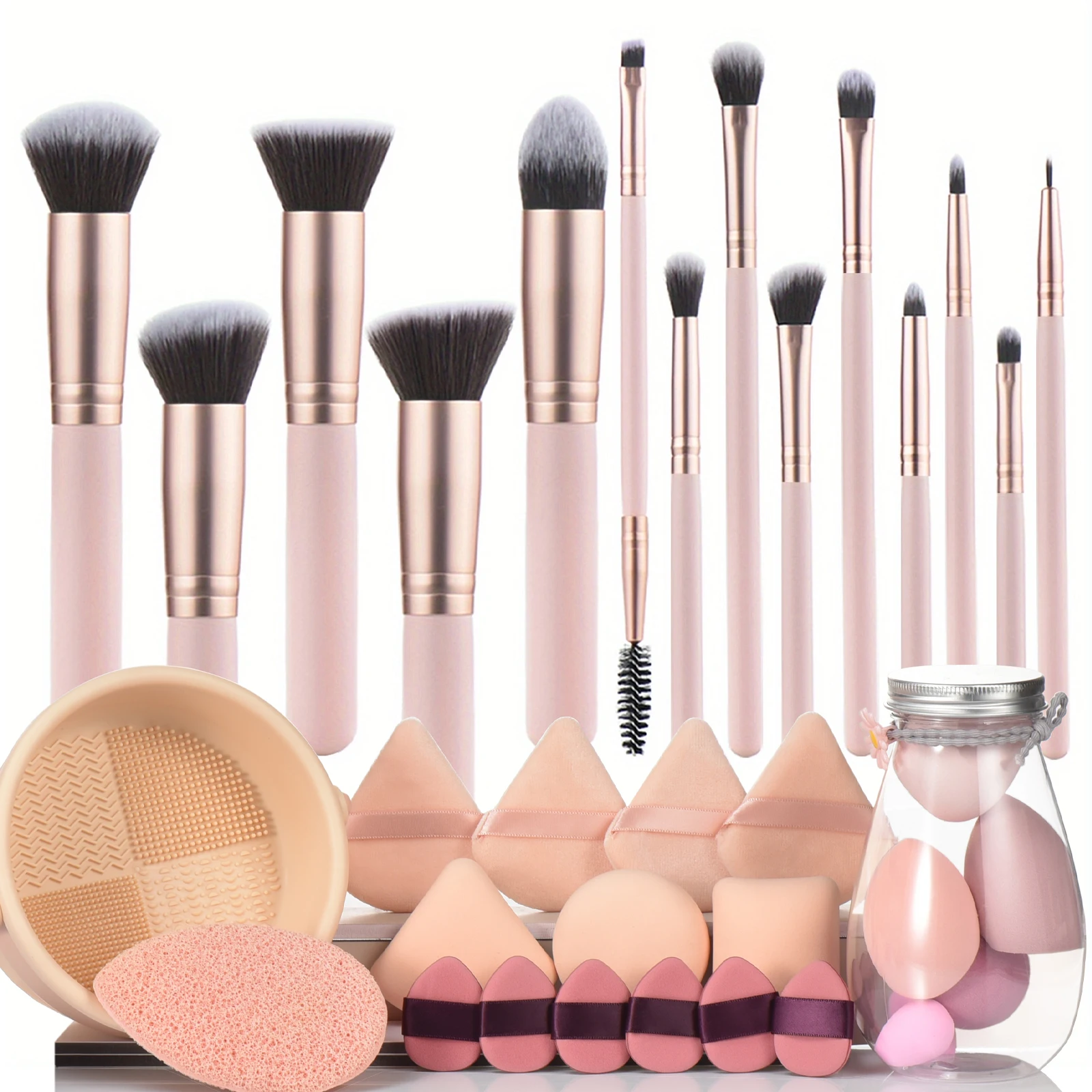 

35 sets of makeup tools large set of high quality makeup brush Makeup sponge powder puff Makeup brush cleaning and drying tools