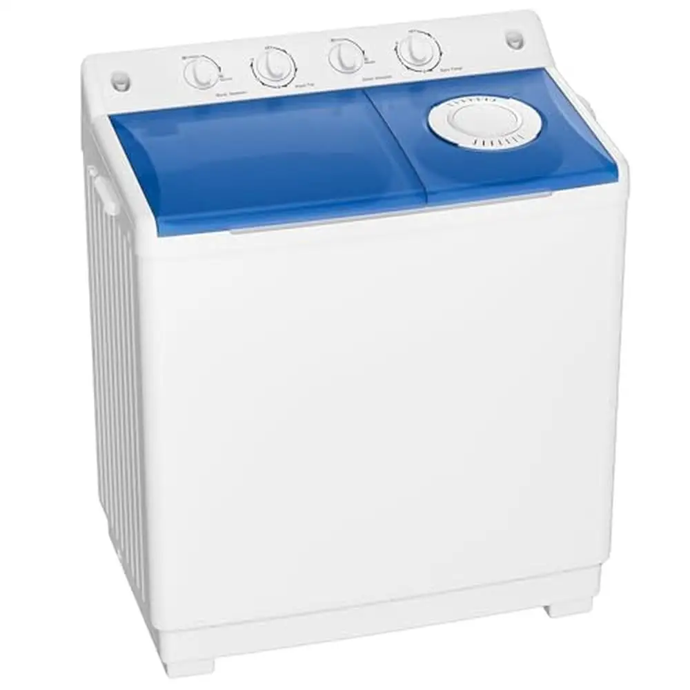 Portable Twin Tub Washer Drain Pump 40lbs Compact Laundry Machine Semi-automatic 24lbs Washer 16lbs Dorm Apartment RV 1300rpm