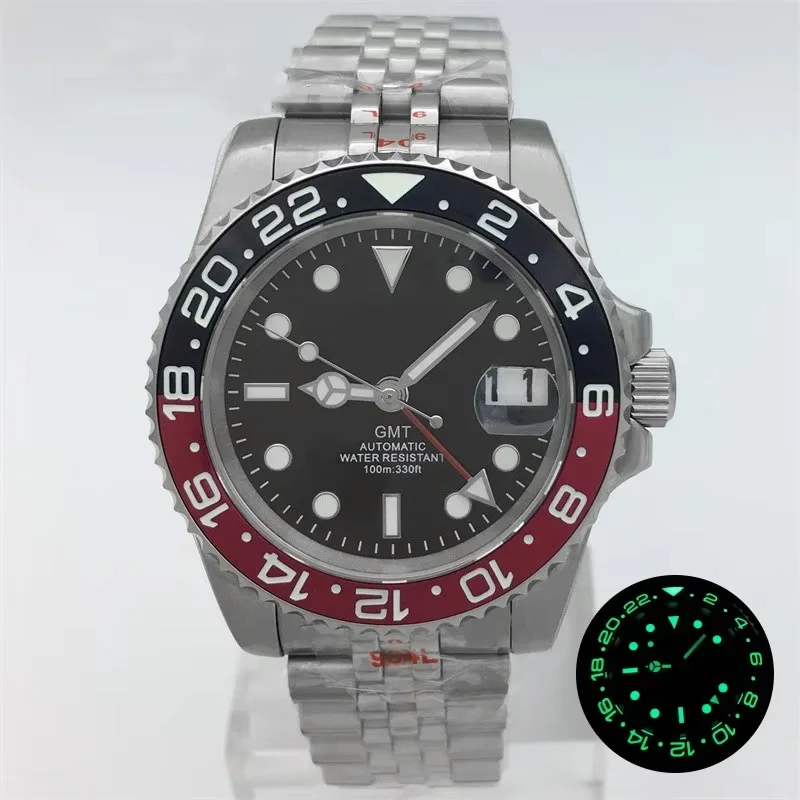 

BLIGER 40 мм NH34 GMT часы для мужчин механические наручные часы светящийся безель сапфировое стекло браслет из нержавеющей стали Reloj Hombre