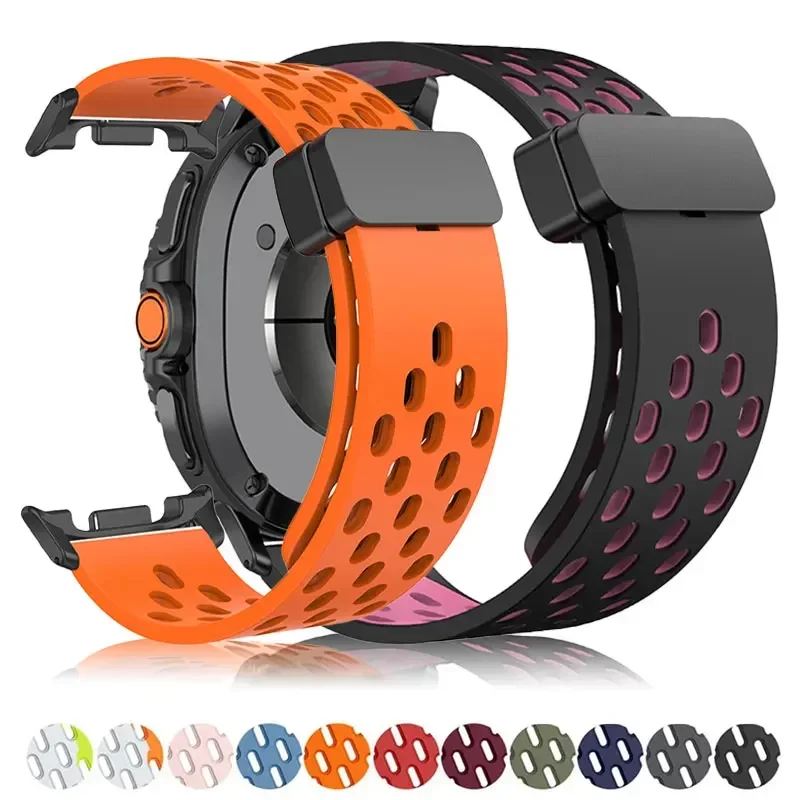 Two-Tone Magnetic Band For Galaxy Watcg 9/8 40/44mm 8Classic 46mm Silicone Sport Strap For Galaxy Watch Ultra 2 47mm Watchband