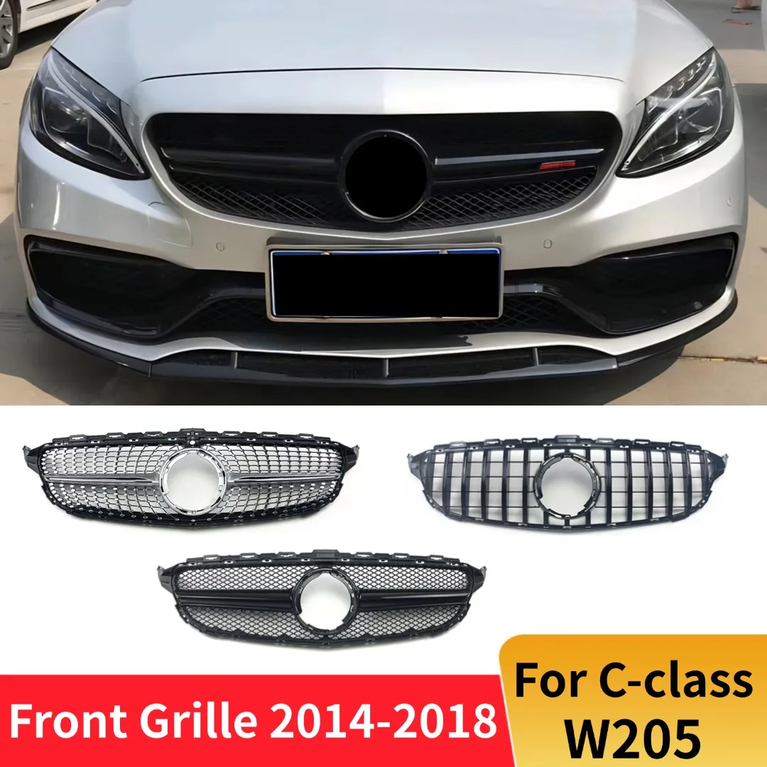 

Front Grille Bumper Grill Tuning Accessories For Mercedes Benz C class W205 14-18 C180 C200 C260 C250 C300 Diamond GT AMG Style