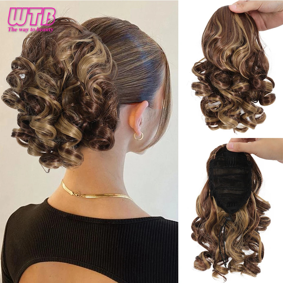 

Конский хвост, короткие вьющиеся волосы на шнурке, наращивание волос, синтетические волосы, конский хвост, шиньоны для женщин