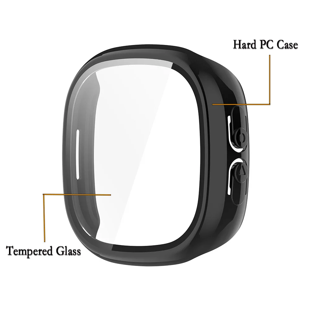 For Fitbit Ace LTE Protective Case + Tempered Glass Film 2 in 1 Watch Cover Tempered Glass Full Screen Protector Film Watch