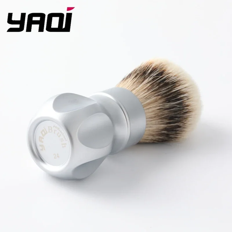YAQI Shaving Brush for Men Metal Handle Lather Brush with Dense Bristles Wet Shave Barber Grooming Tool for Home
