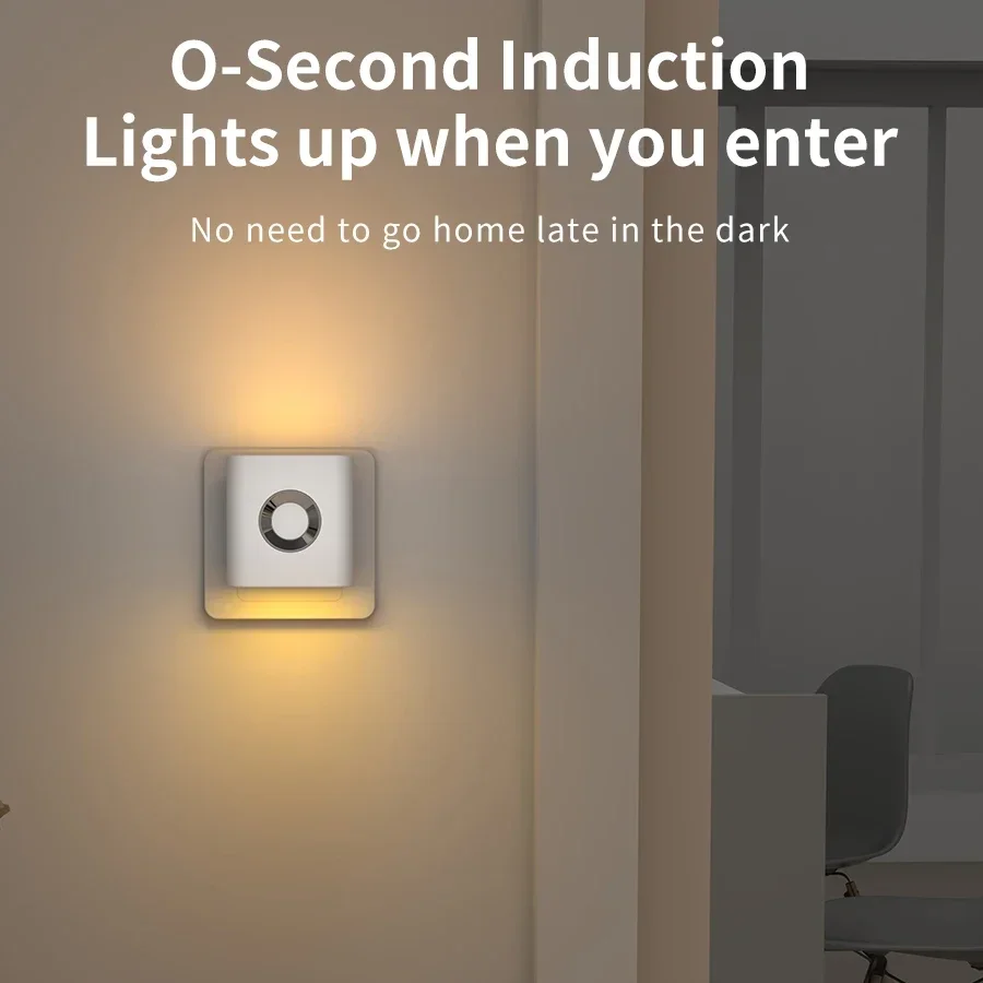 Plug-in Night Light with Motion Sensor 120° Wide Angle, Warm White RG0 Eye Protection - For Stairs,  Bedrooms and Hallways