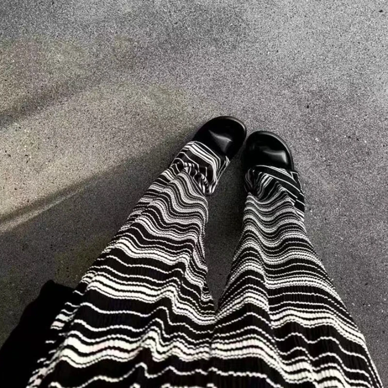 

New 2025 Striped Wide Leg Pants Women Casual High Waist Trousers Woman Korean Style Pant Female