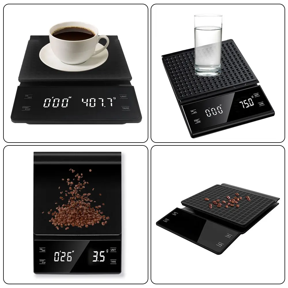 0.1g/3kg Electronic Coffee Scale with Smart Timer High Precision Espresso Scale Digital Kitchen Scale Mini Pocket Scale