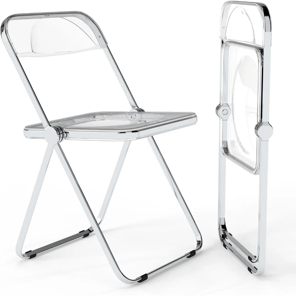 

Акриловые складные стулья, складные и штабелируемые прозрачные стулья с металлическим хромированным каркасом, для дома и улицы, для офиса