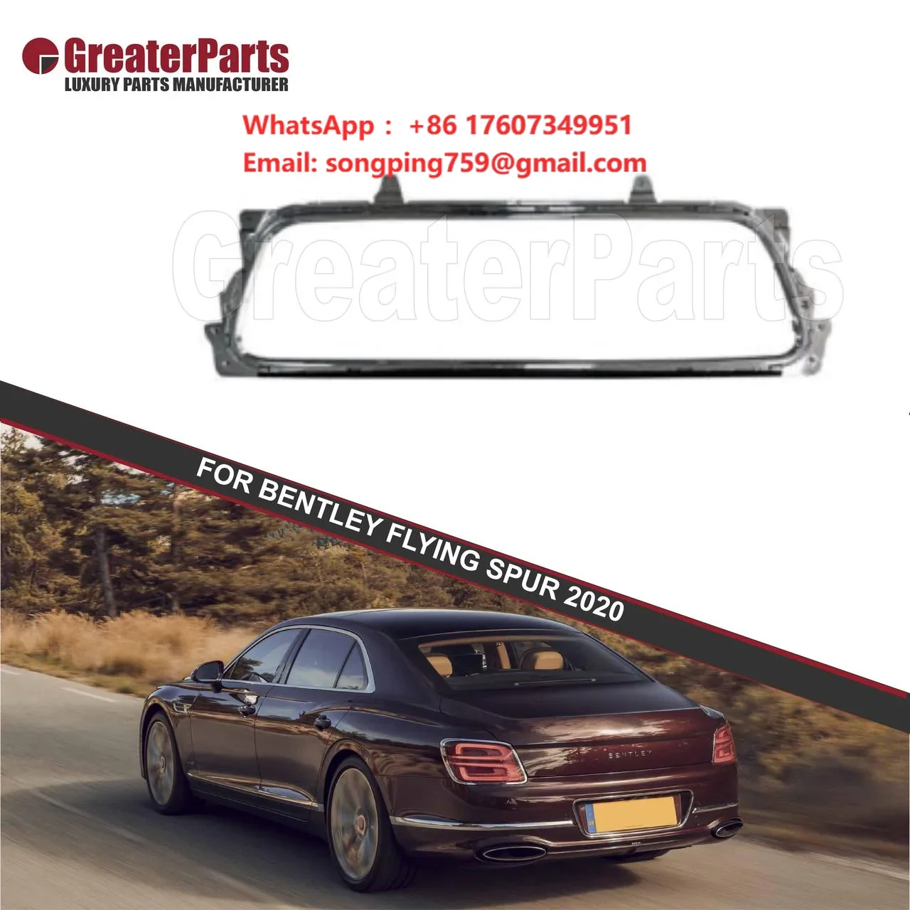 Original Aftermarket Car License Plate Base Frame License Plate Mount License Plate Holder for Bentley Flyingspur 2020