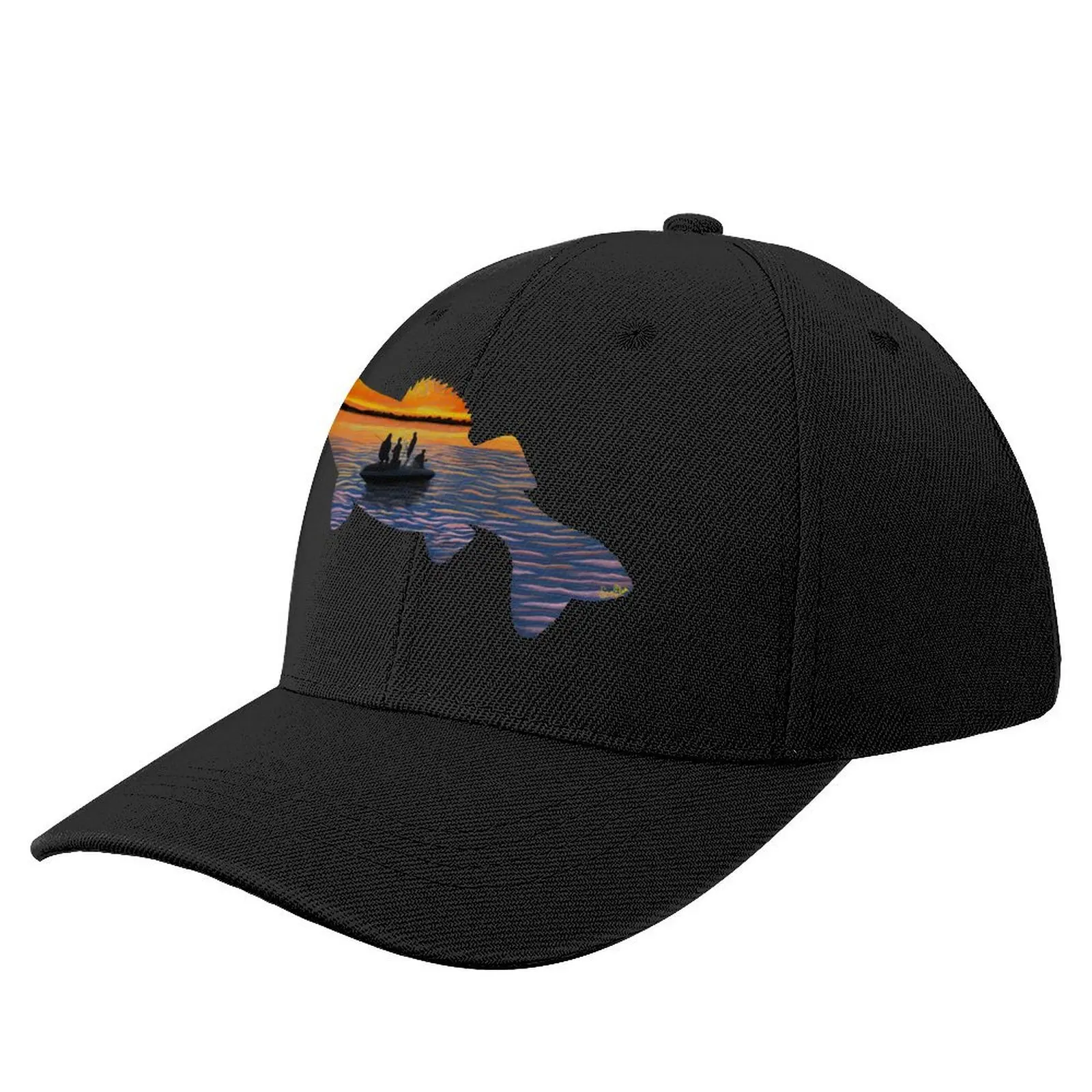 Walleye Silhouette - Lake Life - Blue Grey Baseball Cap Golf Wear Big Size Hat Luxury Hat Women's Beach Men's