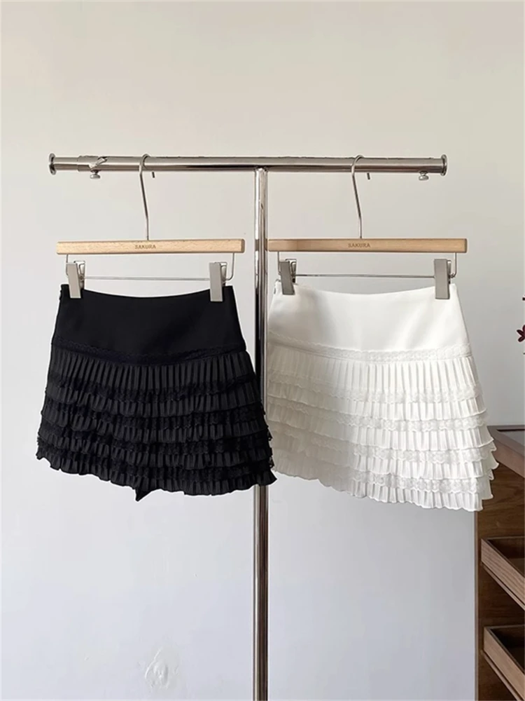 

Bla Lace Pleated A-Line Skirt High Waist Slimming Women's Skirts for Pear aped Body ort Skirts Bodycon f Skirts