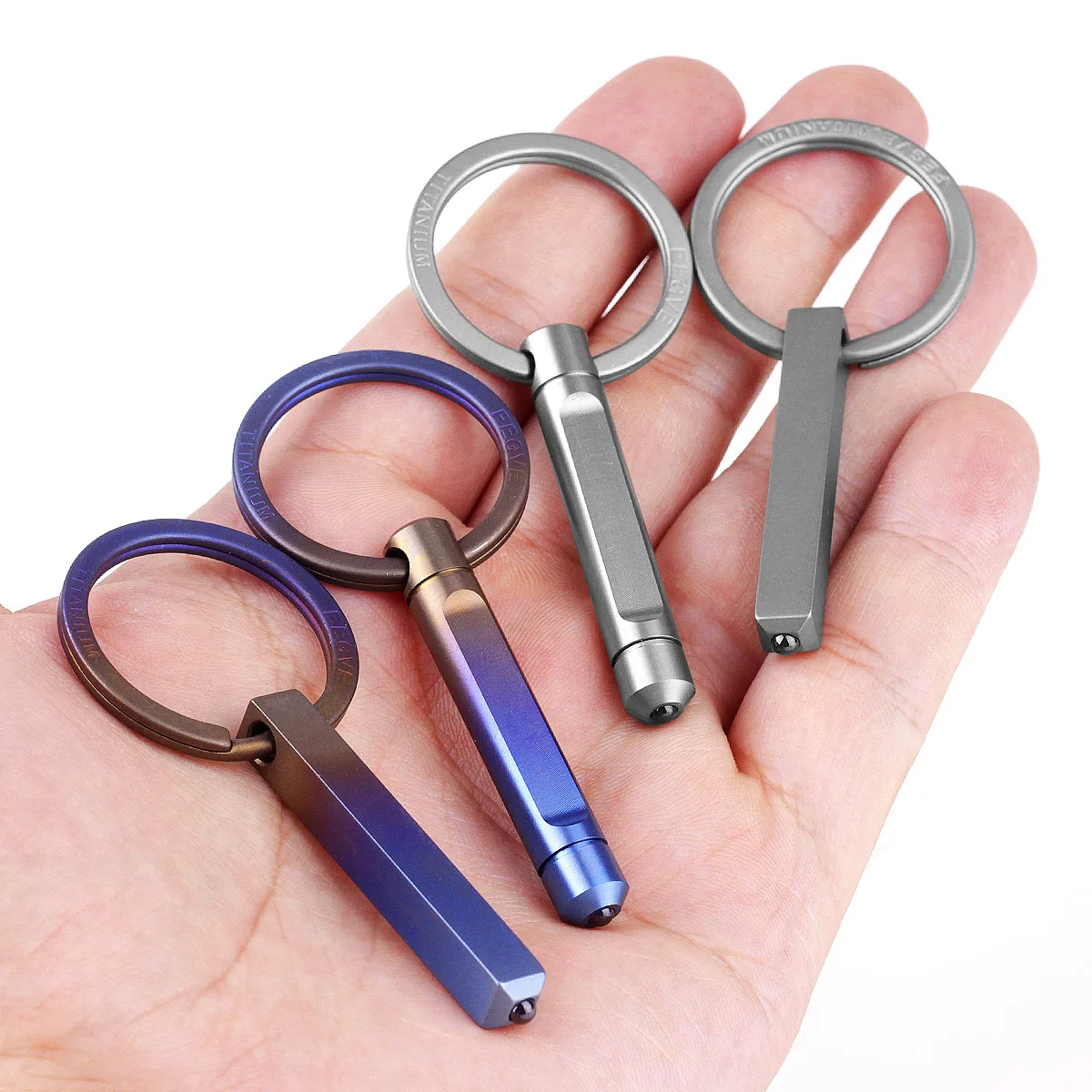 Real Titanium Anti-lost Car Keychians EDC Break Glass Escape Key Chain Custom Lettering Key Rings Holder for Friends Best Gifts