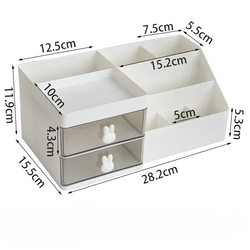 New Desktop Transparent Cosmetics Storage Box Desktop Organizer with Drawers Pen Holder Stationary Storage Rack for Office Desks