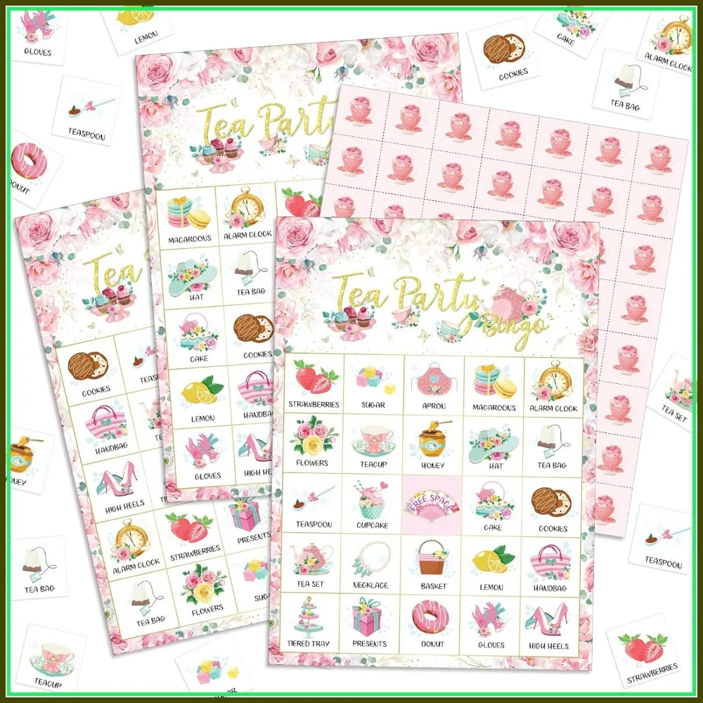 

35 Pcs Floral Tea Party Bingo Cards for 24 Players - Spring Birthday Wedding Baby Shower Game