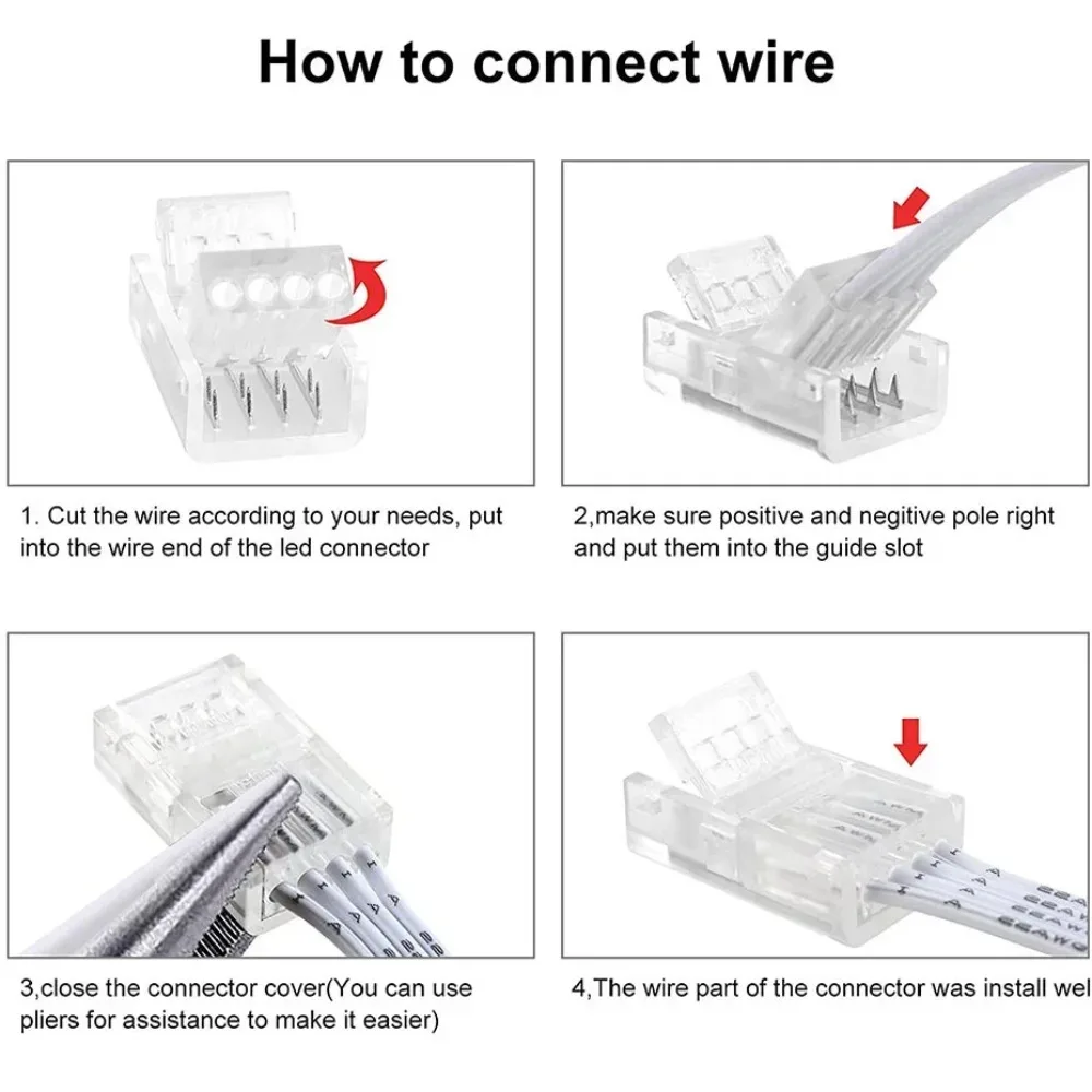 2Pin 3Pin 4Pin 5Pin 6Pin LED Connectors 8/10/12MM LED Strip To Strips Strip To Wire for SMD5050 Strip Light Connectors Buckle image 3