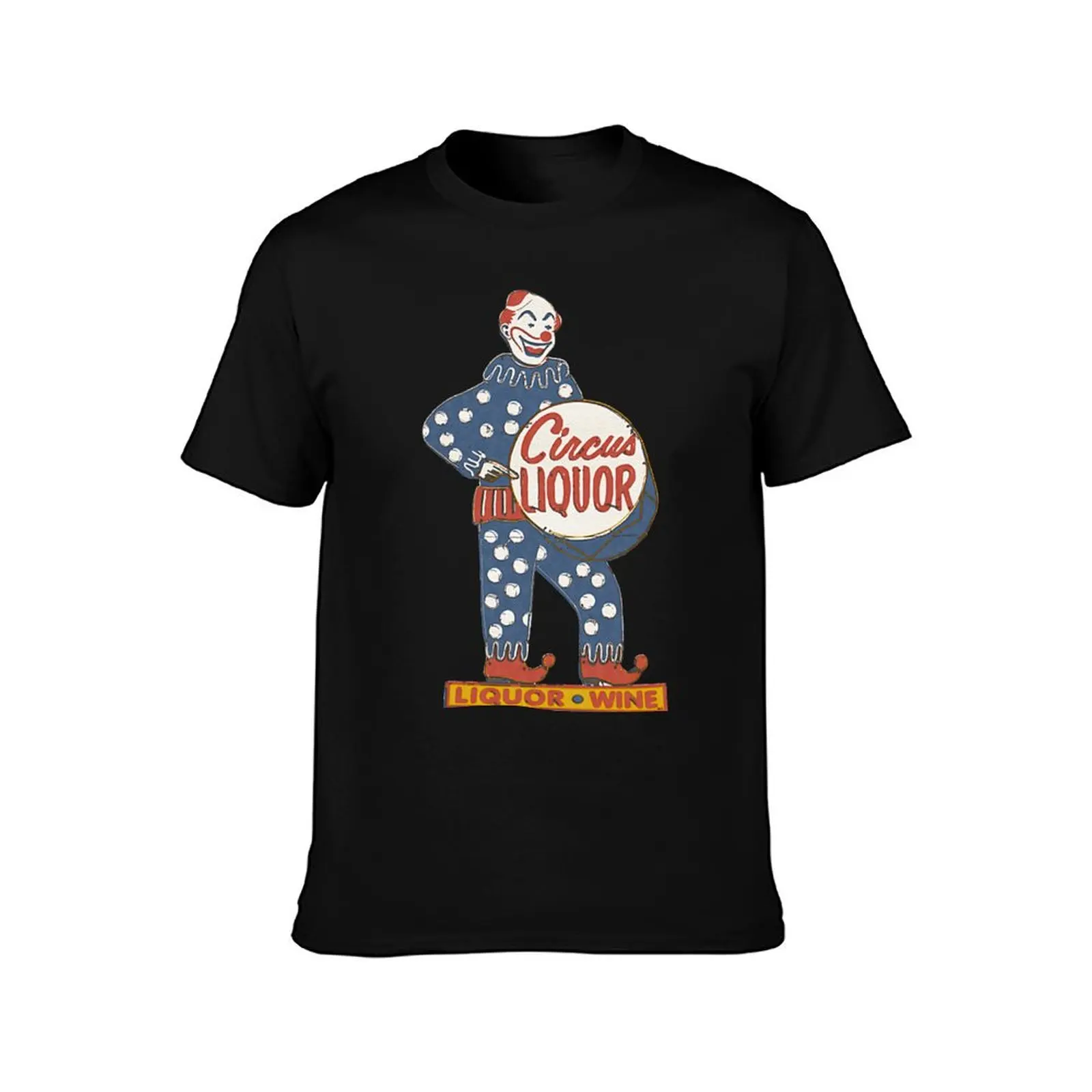 Circus Liquor Halftone Clown Sign T-Shirt Casual Lightweight Short Sleeve Top T-Shirt