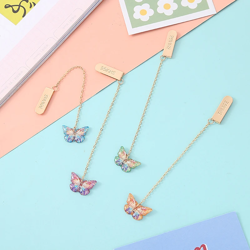 Prachtige Vlinder Hanger Ketting Metalen Bladwijzer Schoolbenodigdheden Boek Accessoires Voor Meisjes Kawaii Briefpapier Bladwijzer