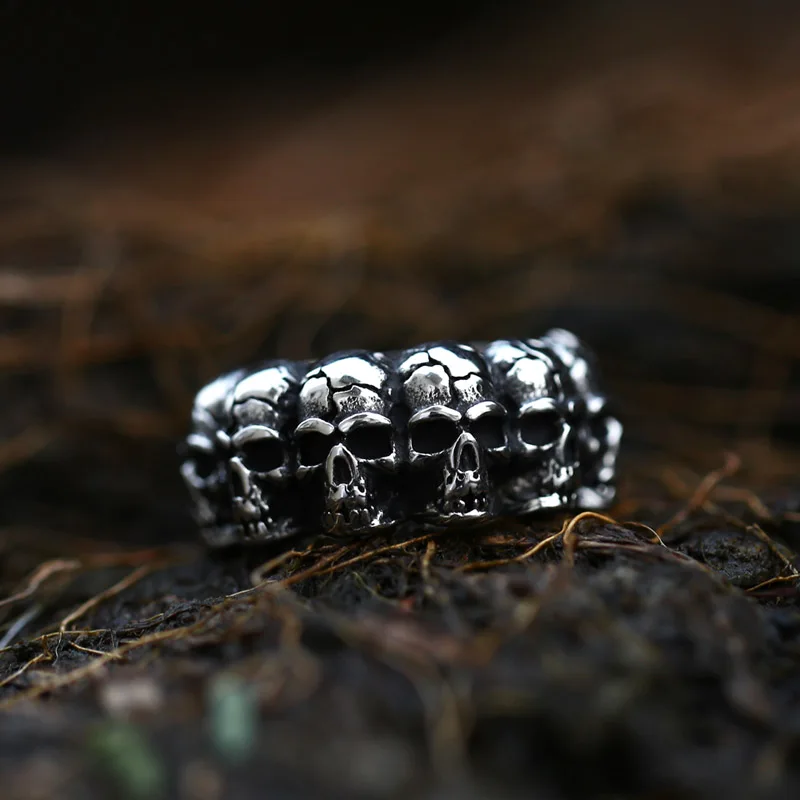 Beier New Store 316L Stainless Steel Ring Top Quality Punk Skull Ring Vintage Domineering Skull Fashion Jewelry LLBR8-225R