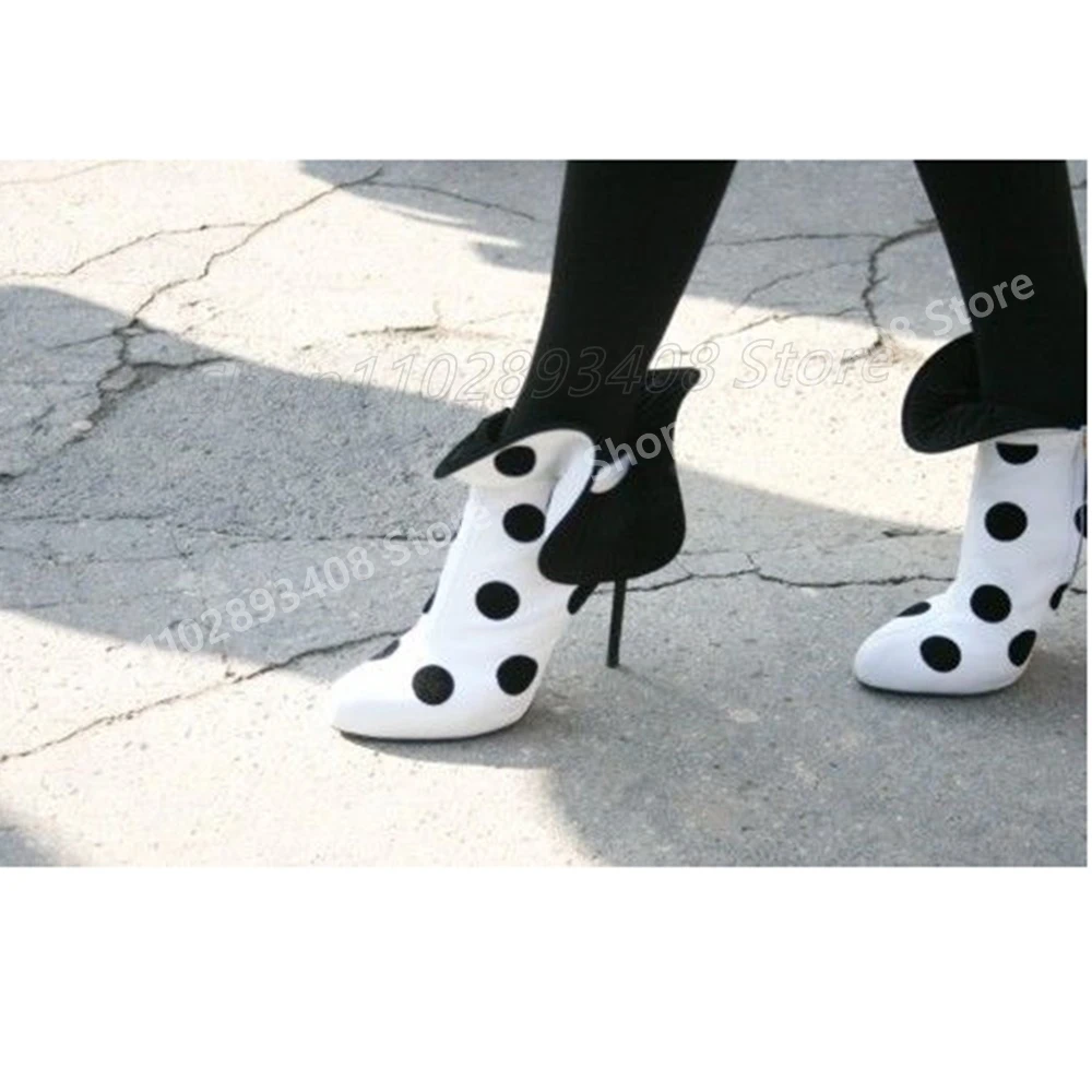 Черно-белые ботильоны в горошек, подиумный стиль, элегантный дизайн, модная женская обувь на высоком каблуке-шпильке, 2025 Para Mujere
