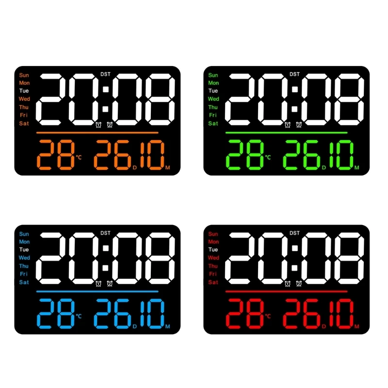 Wall Clock Large Digital Clocks with Date/Week/Temperature Display Adjust Display and Modern Look Dropship