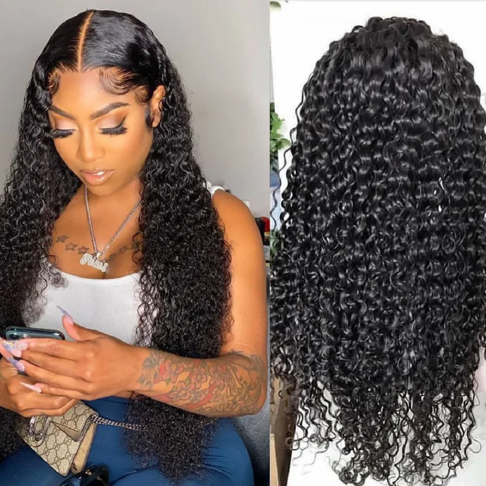 

Curly Human Hair Wigs For Black Women Deep Wave 13x4 Transparent Lace Front Wig Remy Hair Pre Plucked 4X4 Closure Wig Baby Hair