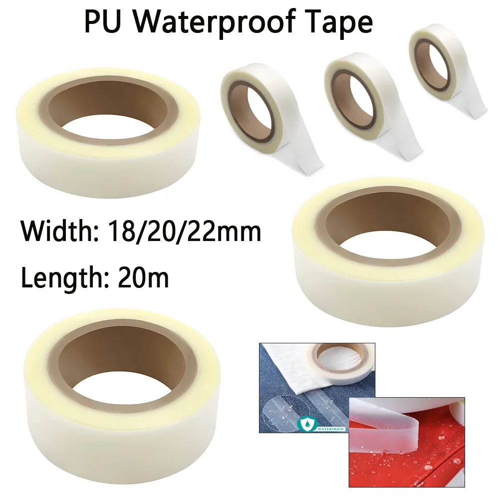 20meter 1roll width 18/20/22mm Waterproof Seam Sealing Tape Iron On Hot Melt PU Coated Fabrics Outdoor Tools for Clothing Tent