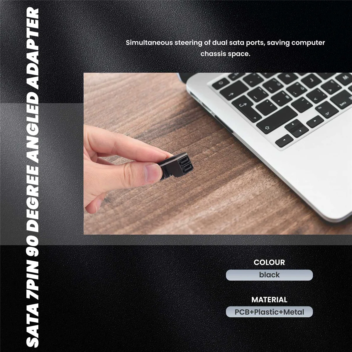 SMIEA 1 قطعة مزدوجة SATA 7Pin أنثى إلى مزدوجة 7Pin ذكر 90 درجة بزاوية محول اللوحة الرئيسية SATA محول لأجهزة الكمبيوتر المكتبية SSD HDD
