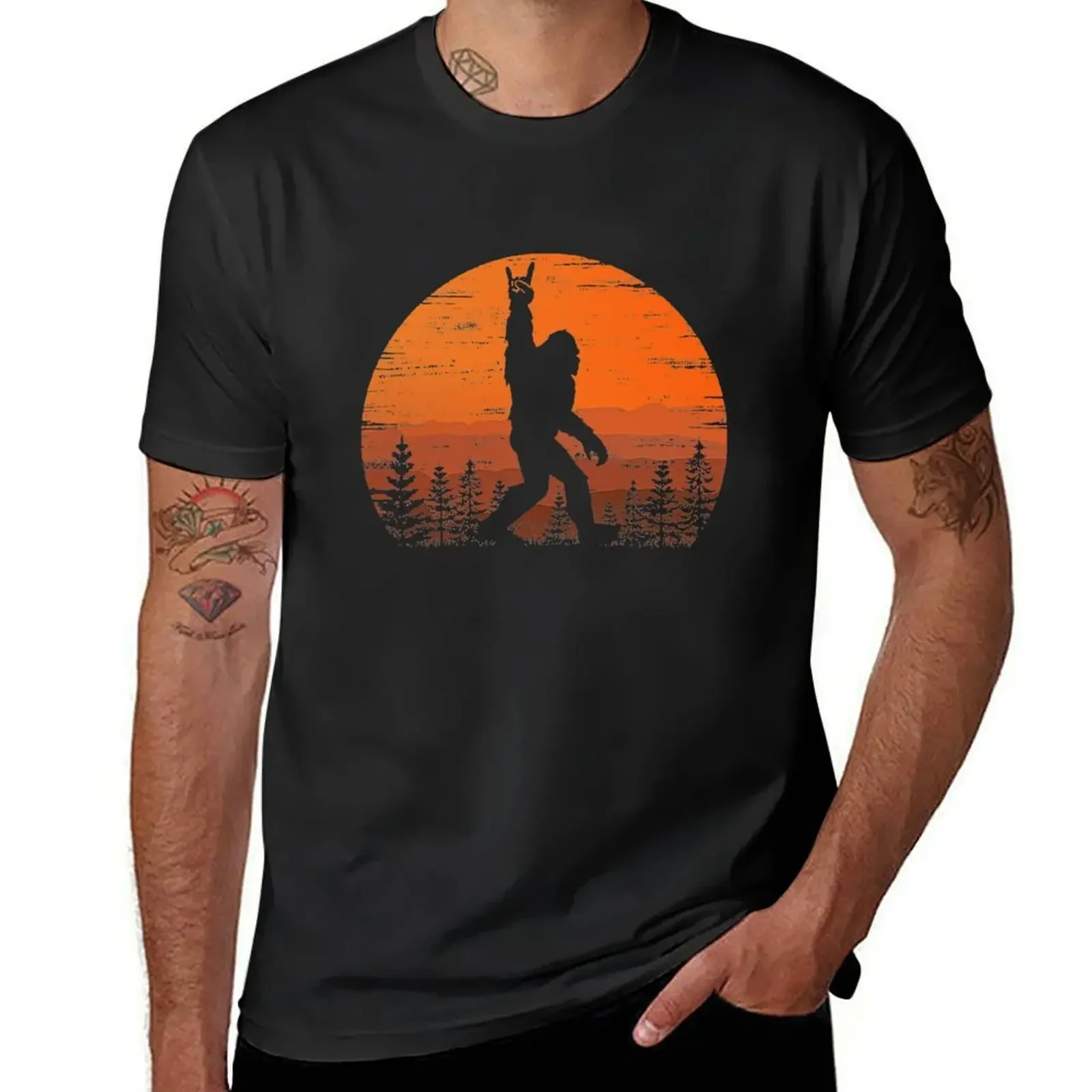 Forest Sasquatch Believers Birthday T-Shirt summer clothes Men's t-shirt  Funny Retro Bigfoot Rock Roll Shirt