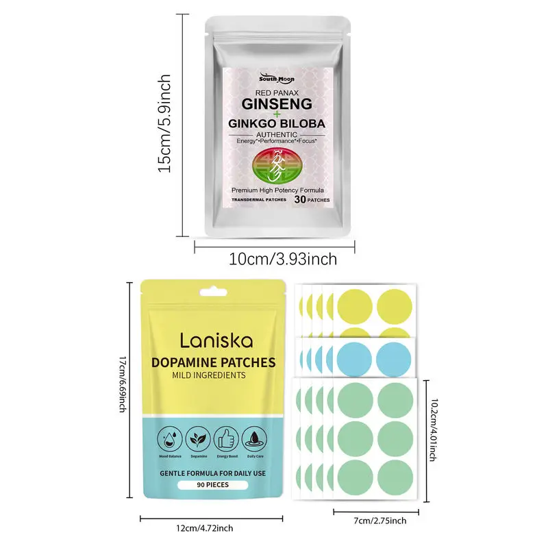120pcs Combo Dopamine Patches & Red Panax Ginseng Ginkgo Biloba Transdermal Patches 2 Pouches Body Care Set - view 2