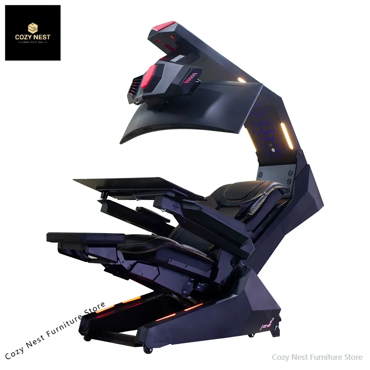 IW-R1 PRO Sedia per workstation reclinabile a gravità zero GIMI Gaming COCKPIT, funziona con triplo monitor inclinabile Rig VR Imperator