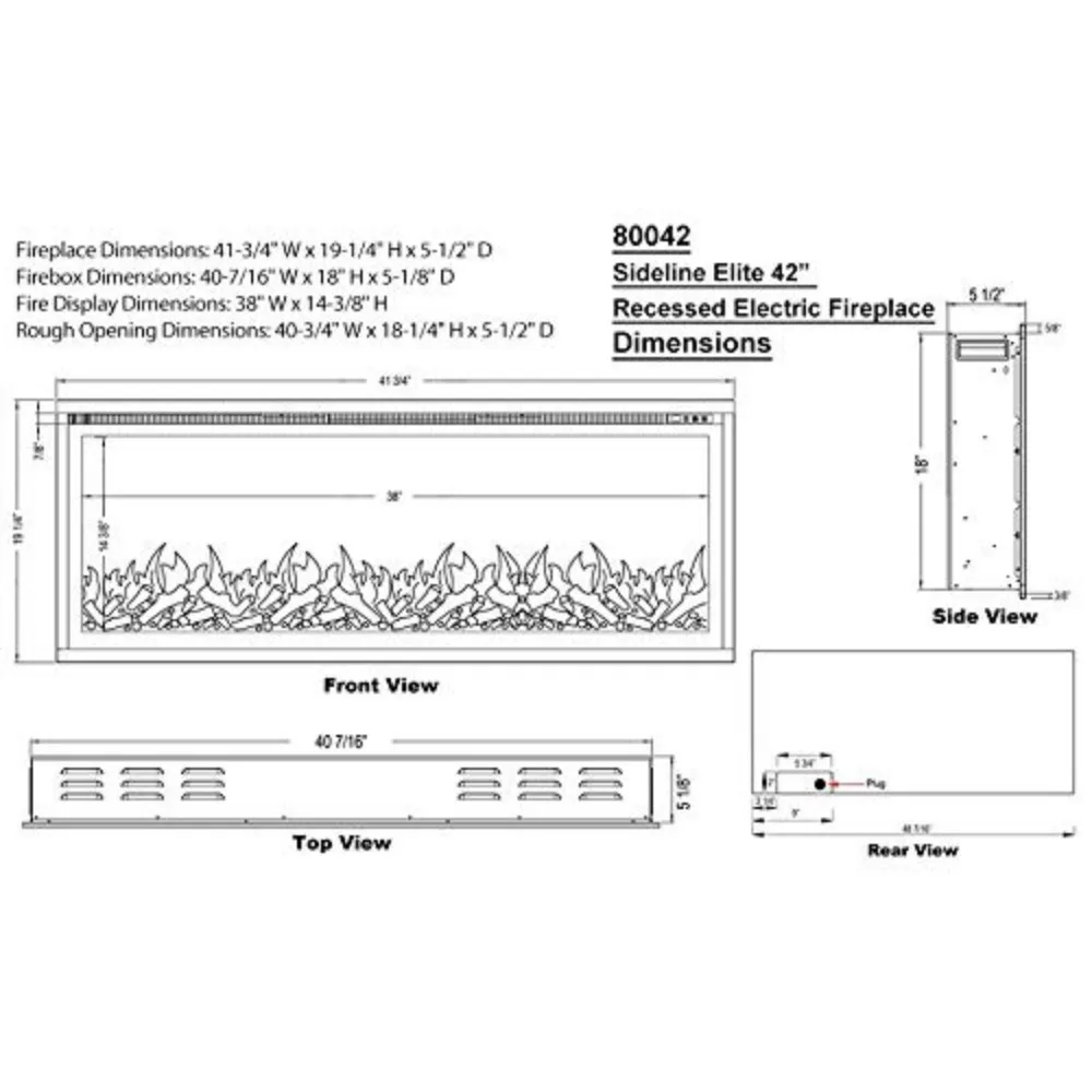 Smart Wifi-fähiger elektrischer Kamin-in-Wand-Einbau-60 Farb kombinationen-Watt Heizung (68-88 °f Thermostat)