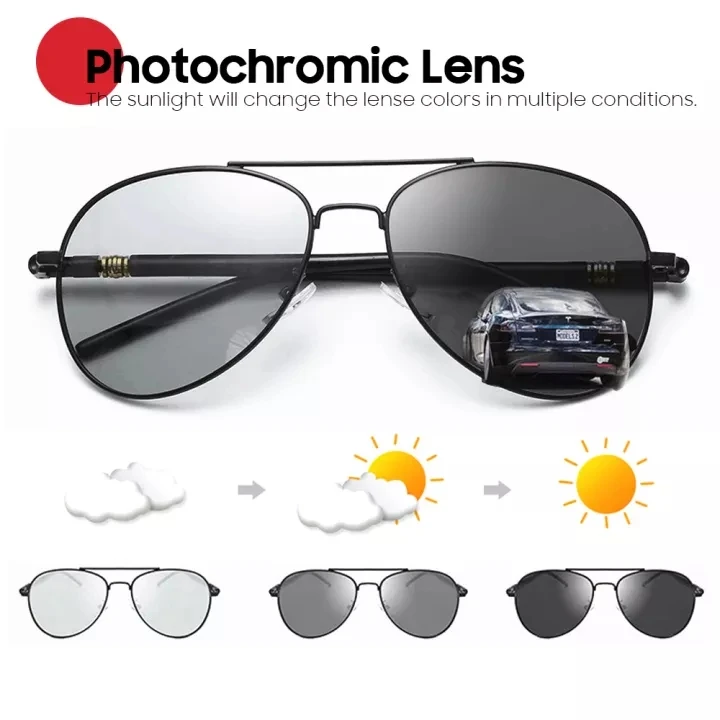 Polarized Photochromic Anti Glare UV400 Driving Goggles Sunglasses Chameleon Glasses Square Sun Glasses Discoloration Eyewear